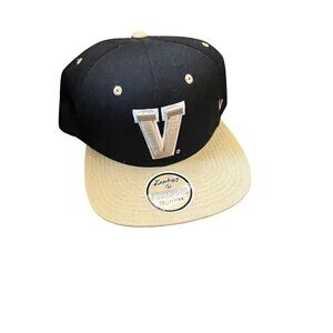 Vanderbilt University Zephyr Snapback Hat Black & Gold Adjustable Cap 100% Polye